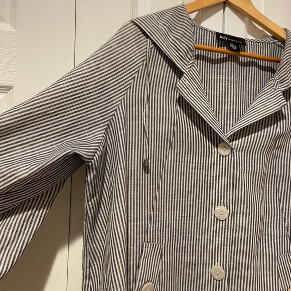 Jones New York~Washable Linen Blend A-Line Hooded Jacket~Super Flattering! - Picture 7 of 12